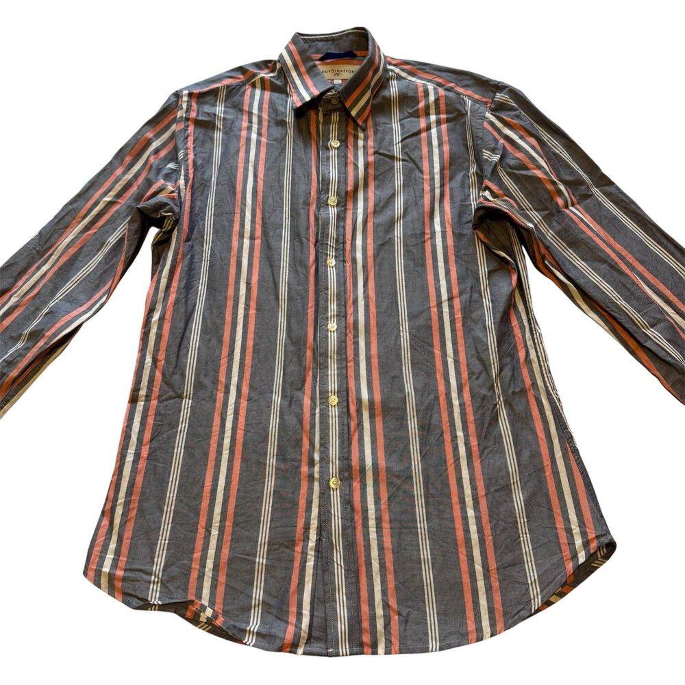 Teddy Stratford NYC Men’s Shirt Size 1 (Small) Striped Hidden Zipper 100% Cotton